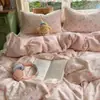 Juego de Ropa de Cama de Encaje Crema Estilo Japonés 2026 para Niñas, Sábana y Funda de Edredón Estilo Coreano, Juego de Tres Piezas para Dormitorio