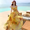 Vestido de Playa Brillante y Alegre Estilo Isla, Vestido Espalda Descubierta con Tirantes Finos Estilo Vacaciones Sanya, Impresionante Vestido Hada de Malla Degradada