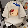Camiseta de Algodón Puro Pesado de Nicho para Verano Personalizada Holgada Perezosa Adelgazante Tie-Dye Cuello Redondo Manga Corta Tops para Pareja para Hombres y Mujeres