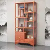 Armário de Exposição Estilo Chinês em Madeira Maciça, Rack para Armazenamento de Chá, Ornamento de Divisória em Madeira de Olmo, Armário de Armazenamento e Exposição para Sala de Chá de Escritório