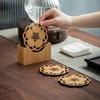 Tapete redondo de bambú con aislamiento térmico antiescaldamiento para taza de té, juego de té japonés Kung Fu zen, accesorios para juego de té, juego de portavasos