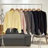 Cárdigan de punto holgado recto largo de manga larga con botones y cuello redondo de estilo minimalista, chaqueta suéter simple casual de color liso para ir al trabajo