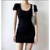 Atacado Transfronteiriço Doce e Picante Sexy Decote em U Profundo Bodycon Justo Vestido Feminino Verão Estilo Ins Saia Curta Preta
