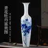 Vaso Grande de Cerâmica Pintado à Mão de Lótus e Peônia de 80cm de Altura Jingdezhen Novo Estilo Chinês Decoração de Casa Ornamentos de Cerâmica
