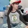 Linda Camiseta de Felpa Cálida Estilo Coreano para Niñas Otoño Invierno Moda Dulce Elegante Bloque de Color Manga Larga Cuello Redondo Tendencia