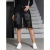 Jeans de mujer transfronterizos, estilo casual americano, negros, sin elasticidad, rotos, holgados, shorts de mezclilla versátiles, adecuados tanto para primavera como para verano