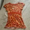 Chal de Manga Corta para Mujer Verano 2026, Chal Naranja Versátil, Top de Chal para Mujer Estética INS Estampado Sexy de Cuello V