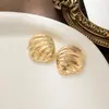 Pendientes Metálicos de Moda Creativa Estilo Ins Calados Corazón Estéreo Forma Geométrica Pétalos Estrella de Cinco Puntas Pendientes de Estilo Simple para Mujer