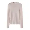 Suéter de Punto Fino Estilo Primavera 100% Lana para Mujer, Cuello Semi Alto, Capa Base Tejida, Corte Ajustado, Delgado, Pieza Única Sin Costuras, Estilo Minimalista