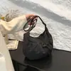 Bolso de Axila de Lona Casual Artístico Estilo Coreano Bolso de Mano de Nylon de Moda Bolso de Hombro Plegado con Cordón de Celebridad de Internet para Mujer