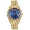 Reloj de Cuarzo Cuadrado de Lujo para Hombre con Pedrería Aleación Moda Incrustaciones de Diamante Romano Clásico Reloj de Regalo