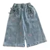 Jeans Casuales de Dibujos Animados Nuevos para Niñas para Primavera y Otoño 2026 con Bordado de Gato Lindo, Pantalones Rectos Modernos