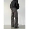 Comercio exterior transfronterizo jeans retro americano con orejas de gato para hombre, marca de moda, pantalones curvos lavados elegantes, pantalones de pierna recta ligeramente acampanados