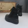 Maillard 10-14cm Zapatos de Mujer de Tacón Súper Alto Caña Alta Suela Gruesa Pequeña Zapatos Casuales Versátiles Botines Martin Pequeños
