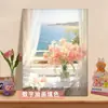 Pintura al Óleo Digital al por Mayor Pintura al Óleo DIY Colorear Florales Alféizar de Ventana Flor Pintura al Óleo Relleno Pintura Decorativa Simple