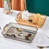 PET Lujo Ligero Comercial Hogar Taza de Té Rectangular Vaso para Agua Bandeja de Té Bandeja para Frutas Hogar Transparente Sala de Estar Bandeja de Plástico