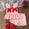 Baoxin Comercio Exterior Transfronterizo Primavera y Verano Nuevo Estilo Lindo para Bebé y Niña Tirantes con Estampado de Corazón con Pantalones Cortos Ropa Infantil