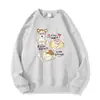 Sudadera con capucha de punto de cuello redondo nueva para otoño e invierno, estilo coreano para mujer, estampado de oso de dibujos animados, informal, holgada, con felpa interior, top engrosado