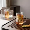 Vaso Doméstico de Vidrio Repujado Vintage con Asa Alto Valor de Color Vaso para Licores Taza para Bebidas Taza de Café Resistente al Calor Taza para Té