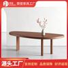Mesa de comedor de madera maciza ovalada nórdica sencilla, mesa larga de troncos, escritorio de computadora creativo, mesa de conferencia de oficina personalizada de diseñador