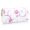 Bolsa de Mão para Revenda em Estoque Carteira Feminina Longa com Zíper Duplo Estampa de Rosas Múltiplos Compartimentos para Cartões Porta-Cartões Versátil Estilo Zíper