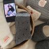Estilo Xiaohongshu Conjunto de Meias de Lã de Inverno Meias de Lã com Botão Cinza Meias Grossas Quentes Meias Largas Meias de Cano Médio Meias Femininas