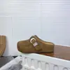 Sandalias de gamuza para mujer sin cordones, nuevo estilo otoño 2026, inspiradas en Birkenstock, con hebilla metálica, versátiles y con suela gruesa