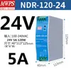 Fonte de alimentação para trilho DIN MWPS NDR/EDR-75W120W150W240W480W CC 12V24V36V 48V