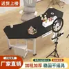 Mesa de Escritório com Armazenamento, Mesa para Streamer, Mesa de Computador Móvel, Mesa de Trabalho para Streamer, Estação de Trabalho Rotatória para Transmissão ao Vivo