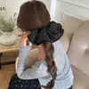 Saia vintage listrada dupla camada anel de cabelo feminino de alta qualidade perceptivo para deslocamento elegante rabo de cavalo cabeça corda nicho intestino grosso cabelo corda cabeça flor
