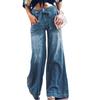 Pantalones Anchos Elegantes y Versátiles con Caída, Sin Estiramiento, Decoración de Cordones, Adelgazantes, Pantalones de Mezclilla Artísticos para Mujer
