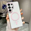 Transparente No Amarillea Magnética AplicABLE para Samsung S26Ultras Sencilla Tacto de Alta Gama S25Ultra Funda para Teléfono de Pareja