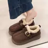 Zapatos de algodón cálidos de una pieza peludos gruesos de felpa sin cordones para mujer 2026 invierno nuevo suela gruesa completamente cerrados botas de nieve Birkenstock