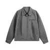 Chaqueta de Solapa Alta Gama Suede Estilo Retro Americano Old Money Oso Mágico, Abrigo Casual Simple de Corte Recto para Viajes Diarios para Hombres