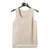 Camiseta de punto de cachemira lisa para hombre con cuello en U y doce puntadas, sin mangas, capa interior, cómoda, amigable con la piel, jersey