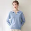 100% cachemir utiliza hilo Consinee, un nuevo suéter base de punto para mujer de otoño/invierno con cuello polo