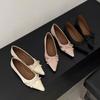 Hermosos Zapatos de Punta Fina con Lazo para Mujer 2025 Primavera y Otoño Nuevos Estilo Francés No Cansan los Pies para Ir al Trabajo Boca Baja Zapatos Planos de Moda