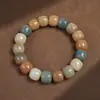 Pulsera Bodhi Tradicional Multigemas Naturales Color Humo para Estudiantes Mujeres, Cuentas Suaves de Semilla de Bodhi para Envolver el Dedo, Cuentas de Oración de Raíz de Bodhi