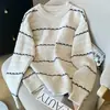 Suéter de punto con cuello redondo a rayas para mujer 2026 Otoño Invierno Nuevo Estilo Holgado Perezoso Suave Pegajoso Agradable a la Piel Manga Larga Prendas de Punto Superior