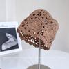 Sombrero de Flor Pequeña Hueca de Crochet Hecho a Mano Antiguo Sombrero de Punto Transpirable de Verano para Mujer Elegante Sombrero de Lana Fino Moda