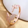 Moda Japonesa e Coreana Estilo Popular Elegante Abertura Borboleta Ajustável Estilo Floresta Versátil Anel Dourado Rosa Anel High-End