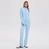 Conjunto de Roupa de Yoga Estilo Europeu e Americano para Mulheres, Calça de Yoga para Corrida e Ciclismo Primavera e Outono, Jaqueta Esportiva de Manga Longa Slim-Fit, Roupa Fitness