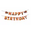 Estoque Pronto Desenho Animado Feliz Aniversário Bandeira de Letras para Puxar Banner Festa de Aniversário Infantil Decoração Temática Flor de Puxar Venda Direta da Fábrica