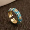 Anillo de apertura de estilo hip-hop multicolor con gota de aceite transfronterizo, anillo de color de moda con esmalte, joyería de circón para mujer