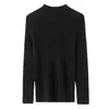 Gola alta meia estação outono e inverno novo modelo 100% caxemira pura feminina blusa de malha base, corte justo, versátil, peça única sem costura para usar por baixo