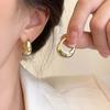 Pendientes geométricos con hebilla de oreja de estilo frío, sencillos, ligeros, de lujo, de gran sentido, para mujer, versátiles, venta al por mayor