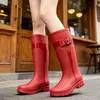 Botas de Chuva de Cano Alto Luo You Wellington Clássico para Exterior Resistente à Água Antiderrapante Viagem Caminhada Botas de Chuva com Pelúcia Adicional Comércio Exterior Transfronteiriço
