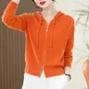 Atacado do Fabricante Cardigã de Tricô Feminino Outono 2025 Novo Cardigã de Tricô com Capuz Casual Simples Estilo Moda Suéter Feminino