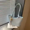 Bolso tote elegante y minimalista con bloques de color, gran capacidad, adecuado para salidas casuales, ir al trabajo y uso diario; un bolso de hombro moderno y único que se puede llevar debajo del brazo