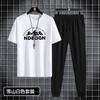 Terno de calça de manga curta masculino 2022 Novo Jovem Masculino esportivo casual gola redonda moderno estampado conjunto de duas peças